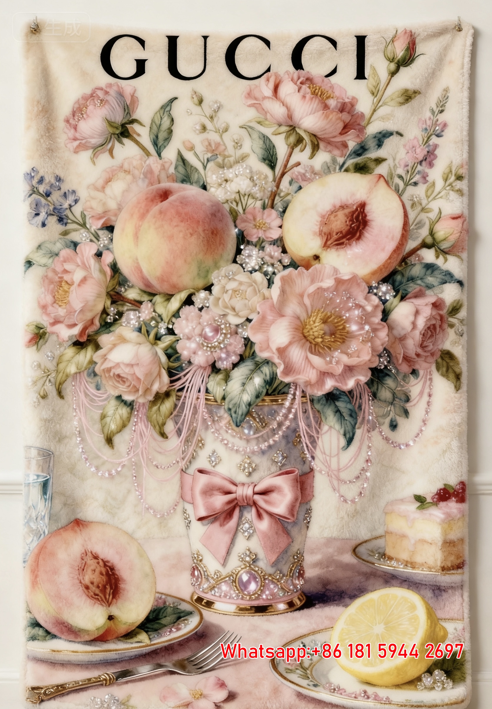 Peach Blossom Feast Gucci throw blankets Gilded Fruit Tapestry IMG_2799